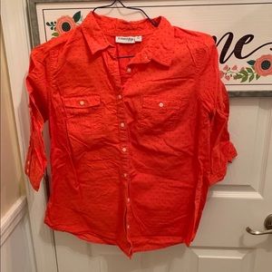 Coral button up shirt